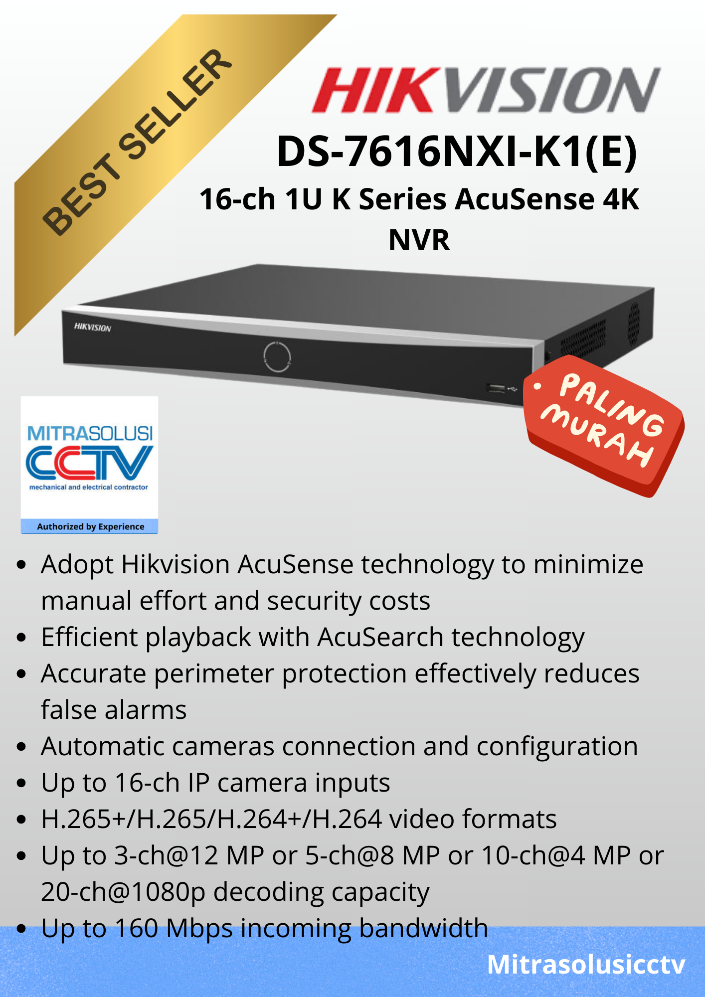 NVR Hikvision DS-7616NXI-K1(E)