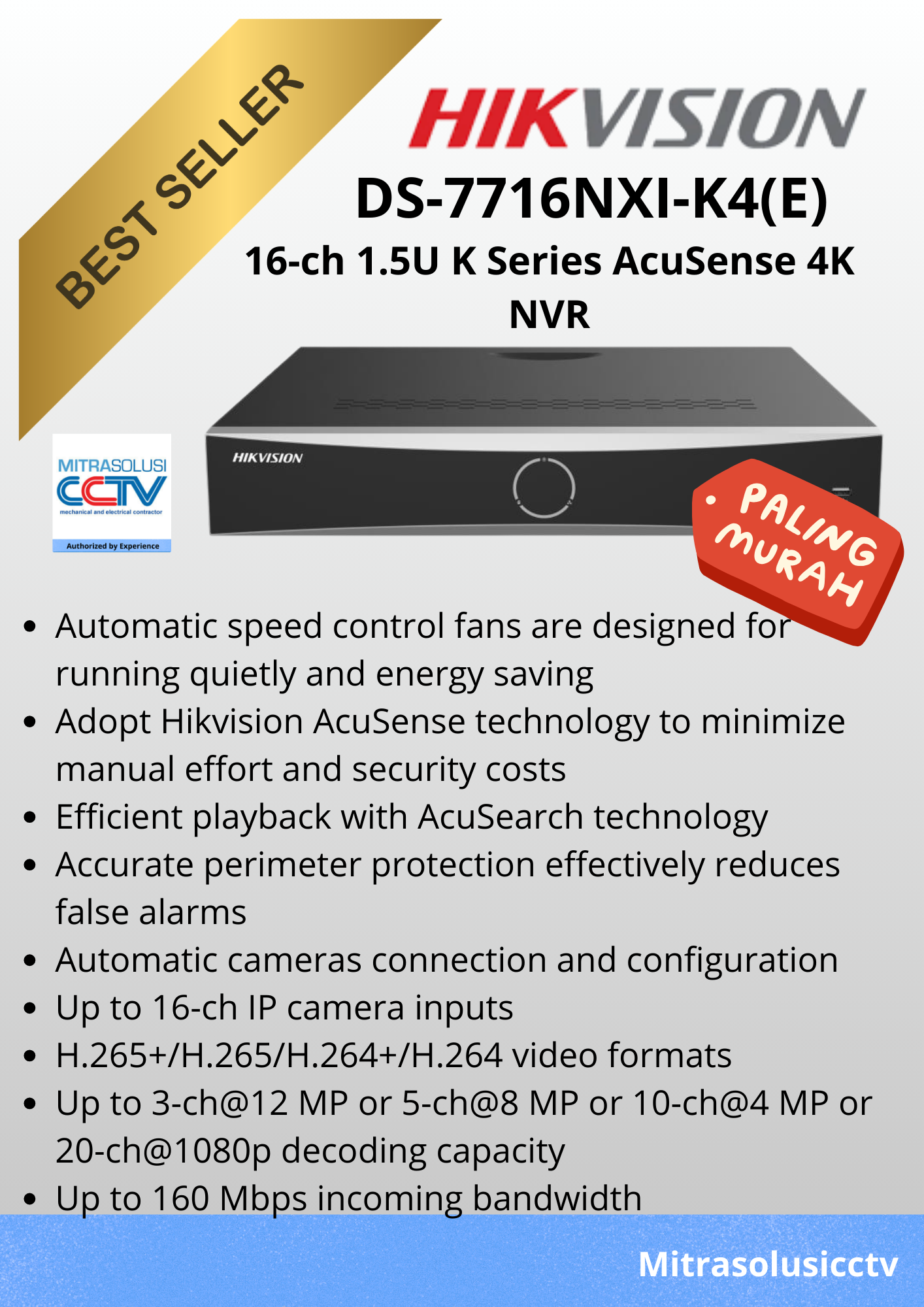 NVR Hikvision DS-7716NXI-K4(E)